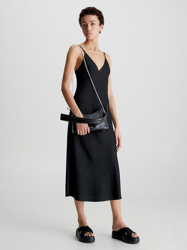 Black Calvin Klein Small Vegan Leather Shoulder Women Bags | YCBP-19875
