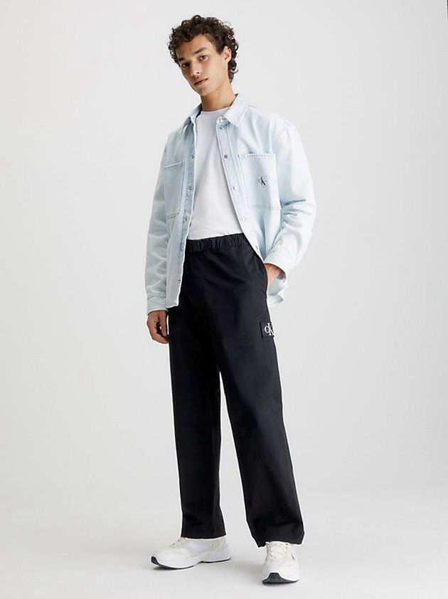Black Calvin Klein Straight Belted Utility Chinos Men Pants | YQEP-43907