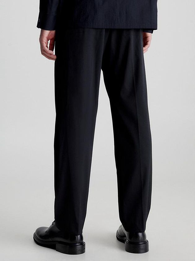 Black Calvin Klein Straight Wool Blend Men Pants | JZXR-84703