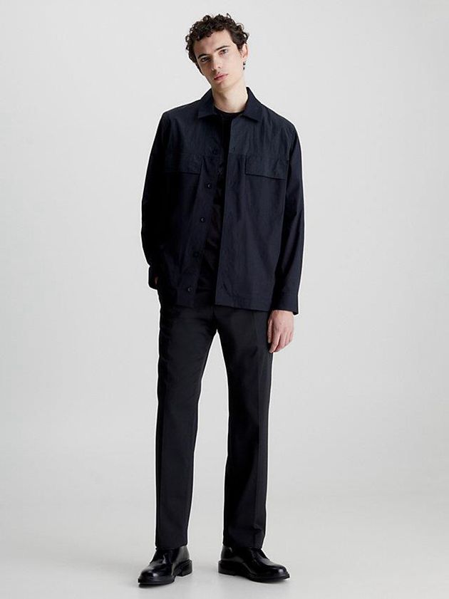 Black Calvin Klein Straight Wool Blend Men Pants | JZXR-84703