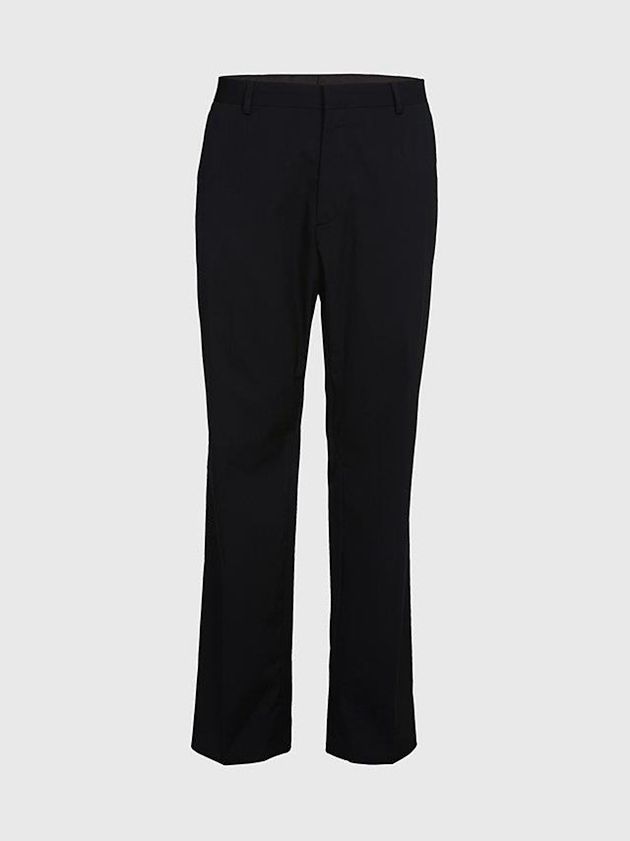 Black Calvin Klein Straight Wool Blend Men Pants | JZXR-84703