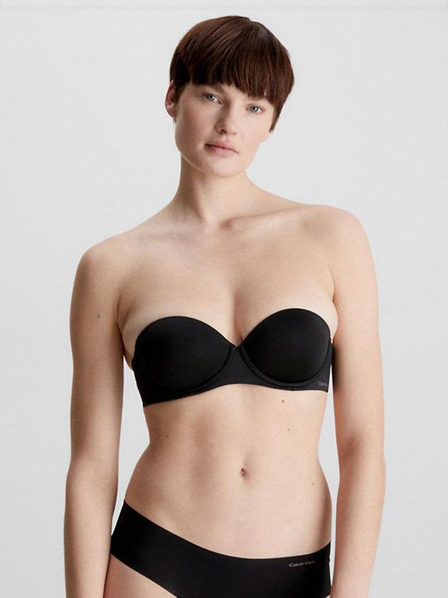 Black Calvin Klein Strapless Women Bra | ZFKX-52084