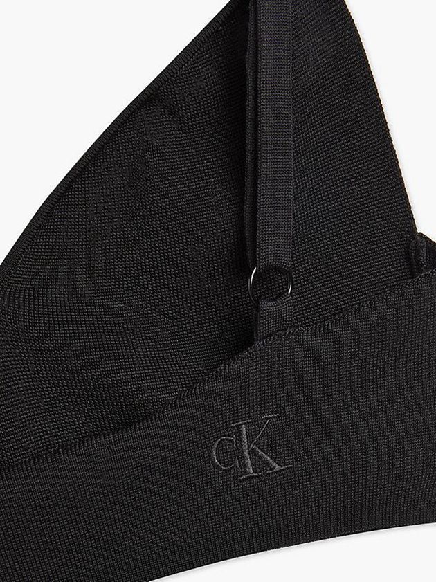 Black Calvin Klein Strappy Knit Bra Women Top | TVGI-68329