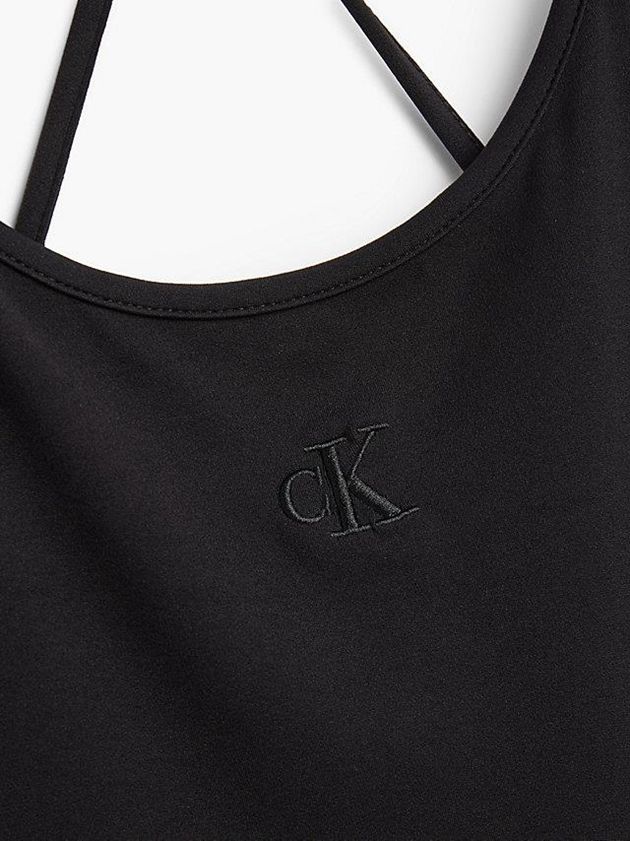 Black Calvin Klein Strappy Open Back Women Bodysuit | SJNH-19457