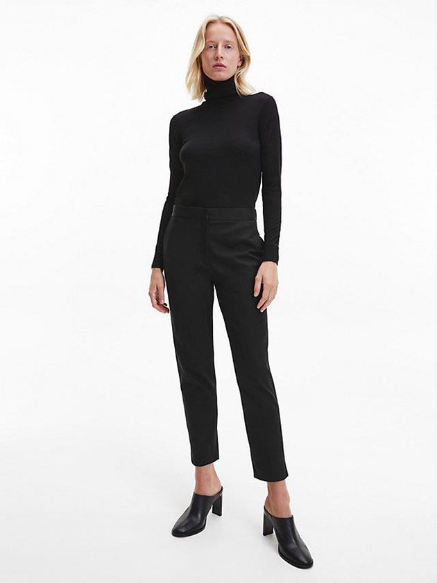 Black Calvin Klein Stretch Gabardine Cigarette Women Pants | PAVZ-73645
