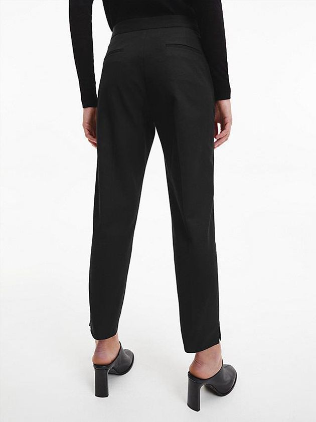 Black Calvin Klein Stretch Gabardine Cigarette Women Pants | PAVZ-73645