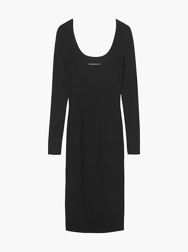 Black Calvin Klein Stretch Knit Bodycon Women Dress | SLVJ-10652