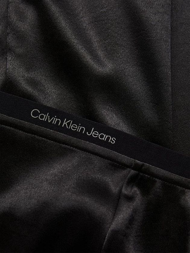 Black Calvin Klein Stretch Satin Wide Leg Women Pants | JQVM-71806