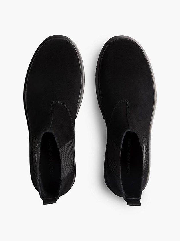 Black Calvin Klein Suede Chelsea Men Boots | HAYL-35021