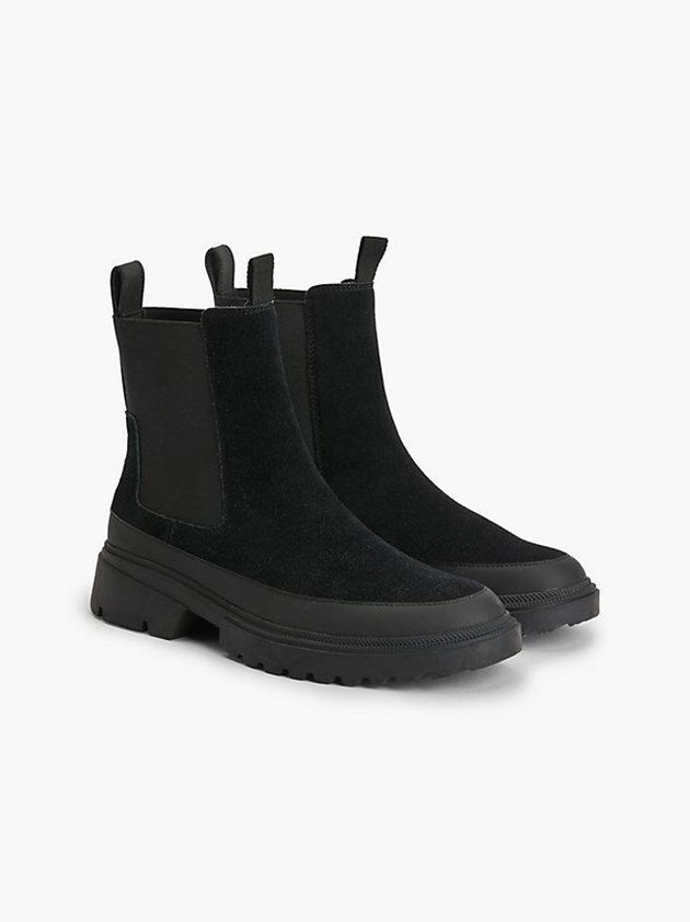 Black Calvin Klein Suede Chunky Chelsea Men Boots | BRZO-20174