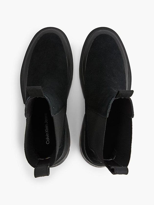 Black Calvin Klein Suede Chunky Chelsea Men Boots | BRZO-20174