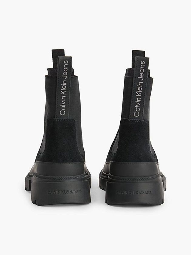 Black Calvin Klein Suede Chunky Chelsea Men Boots | BRZO-20174