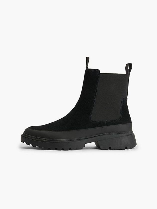 Black Calvin Klein Suede Chunky Chelsea Men Boots | BRZO-20174