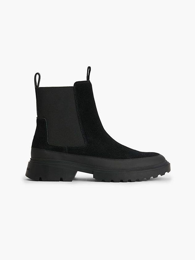 Black Calvin Klein Suede Chunky Chelsea Men Boots | BRZO-20174