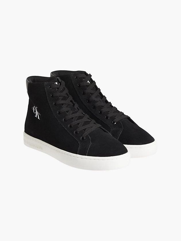 Black Calvin Klein Suede High-Top Men Sneakers | VWGQ-43018