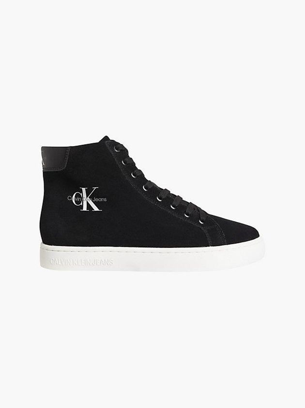 Black Calvin Klein Suede High-Top Men Sneakers | VWGQ-43018