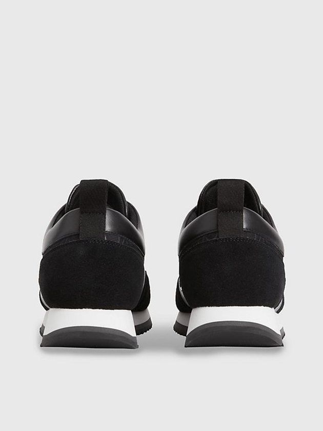 Black Calvin Klein Suede Logo Men Sneakers | KADN-09382