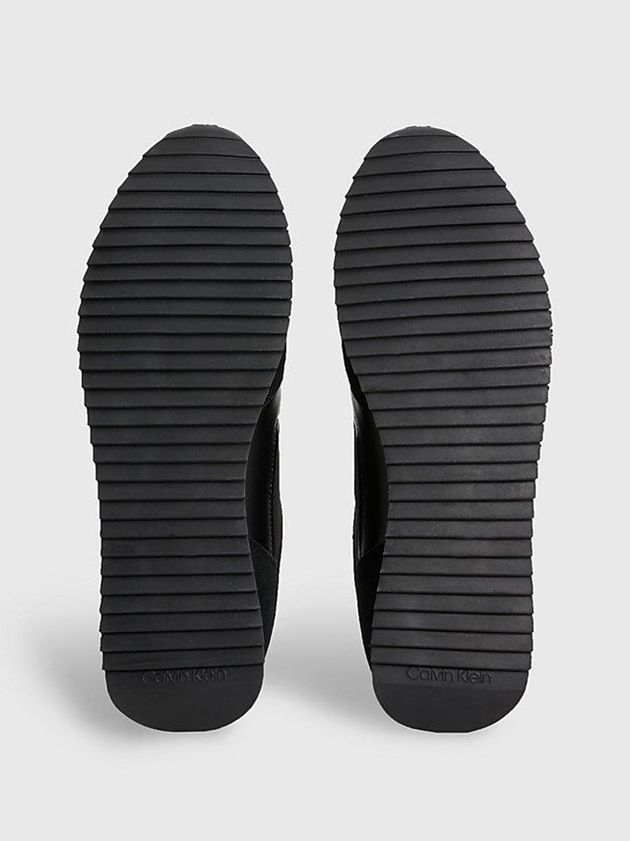 Black Calvin Klein Suede Logo Men Sneakers | KADN-09382