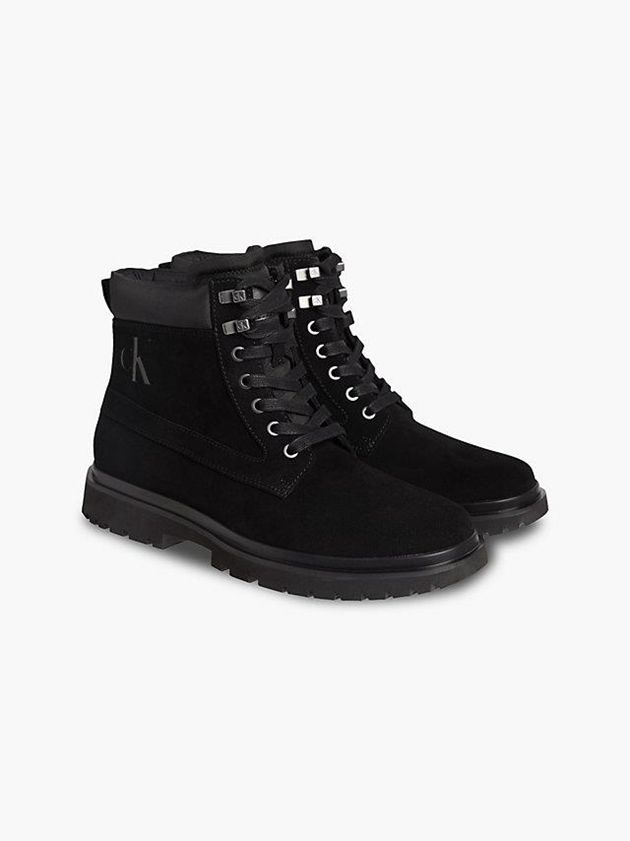 Black Calvin Klein Suede Men Boots | LAJC-49860