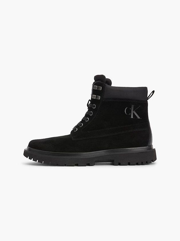 Black Calvin Klein Suede Men Boots | LAJC-49860