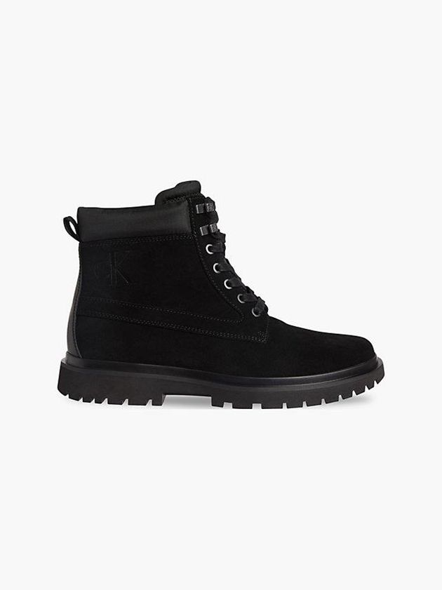 Black Calvin Klein Suede Men Boots | LAJC-49860