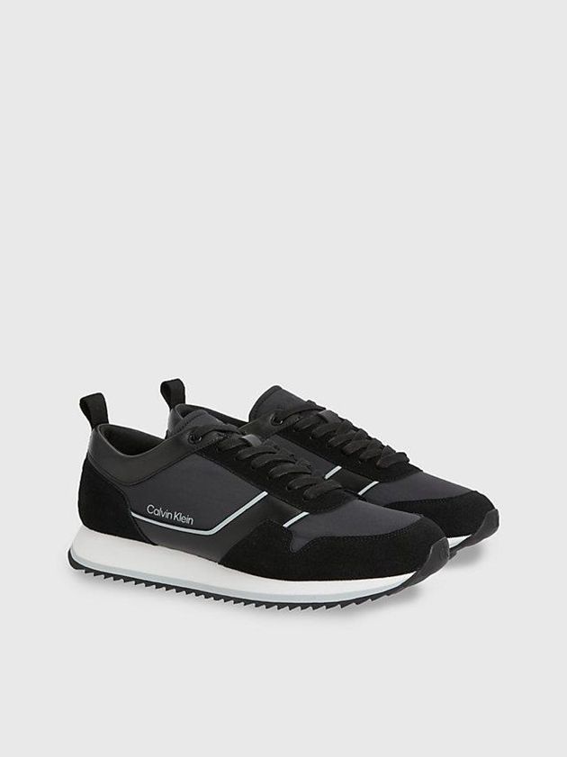Black Calvin Klein Suede Men Sneakers | HINW-25613