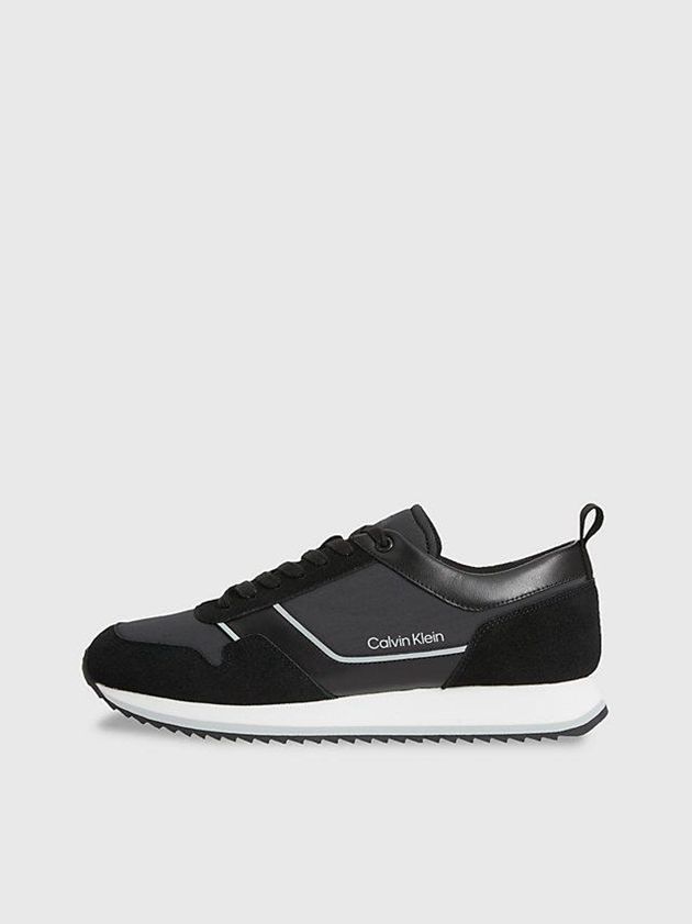 Black Calvin Klein Suede Men Sneakers | HINW-25613