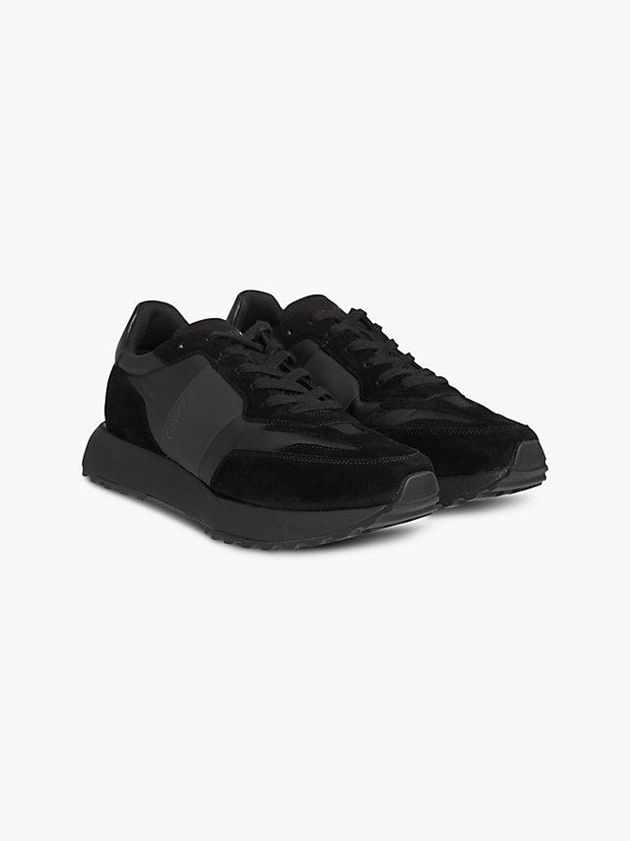Black Calvin Klein Suede Men Sneakers | NXOD-49506