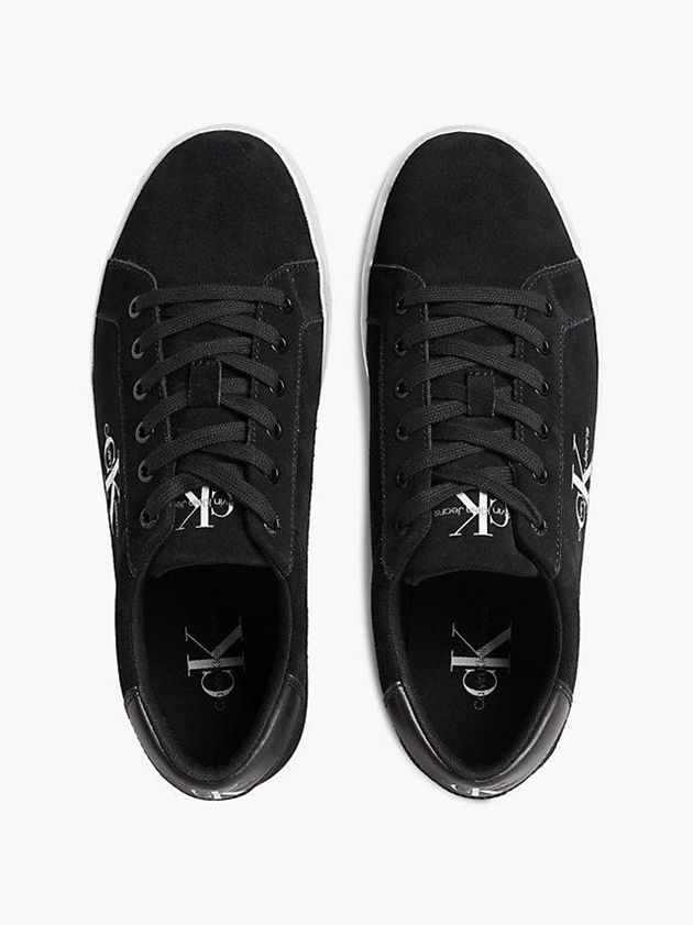 Black Calvin Klein Suede Men Sneakers | OTKU-06358