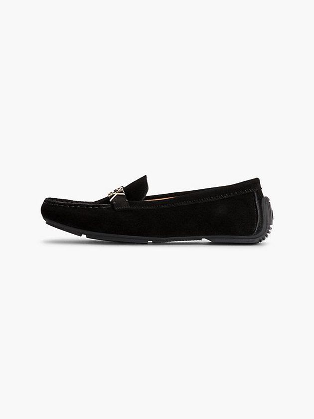 Black Calvin Klein Suede Moccasins Women Slip On | CNJV-65091