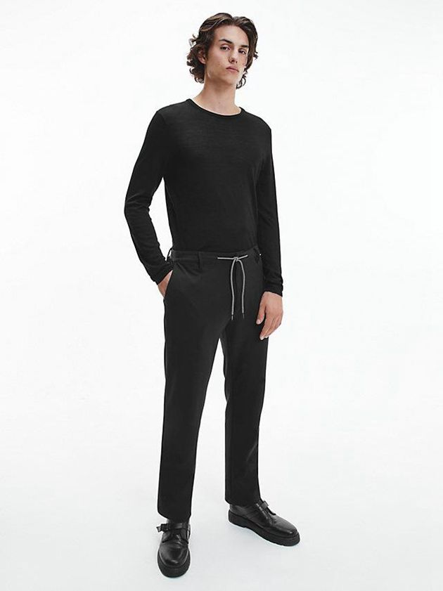 Black Calvin Klein Superfine Wool Jumper Men Sweater | OKWR-67341