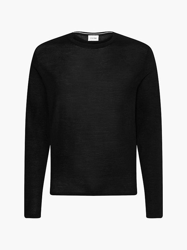 Black Calvin Klein Superfine Wool Jumper Men Sweater | OKWR-67341