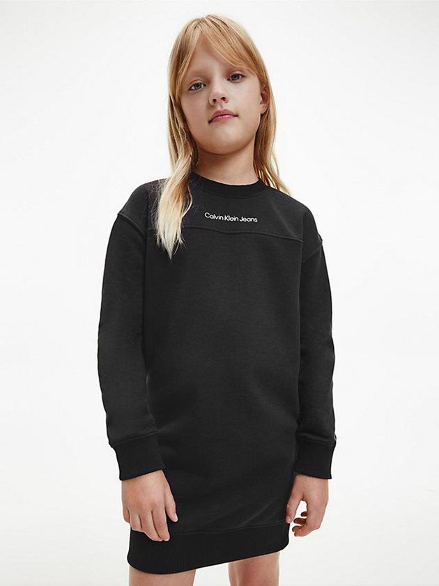 Black Calvin Klein Sweatshirt Girls's Dress | VYGW-13047