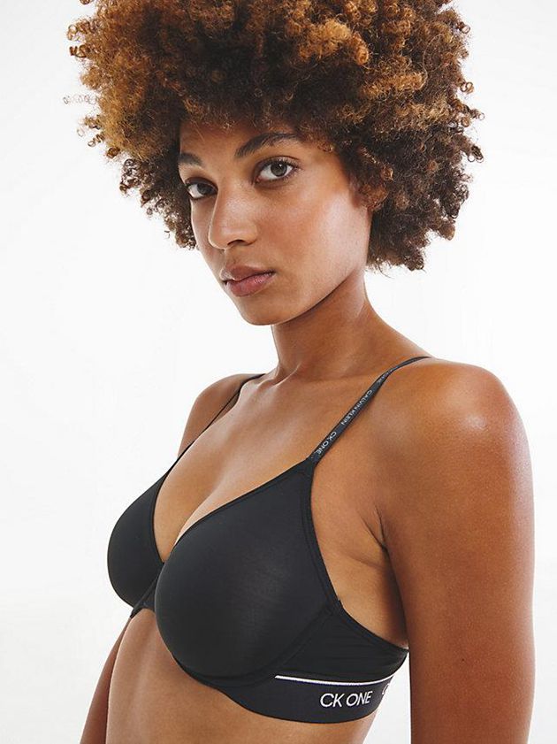 Black Calvin Klein T-Shirt - CK One Women Bra | OLRP-70831