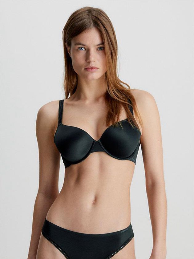 Black Calvin Klein T-Shirt - Liquid Touch Women Bra | IQKX-03915