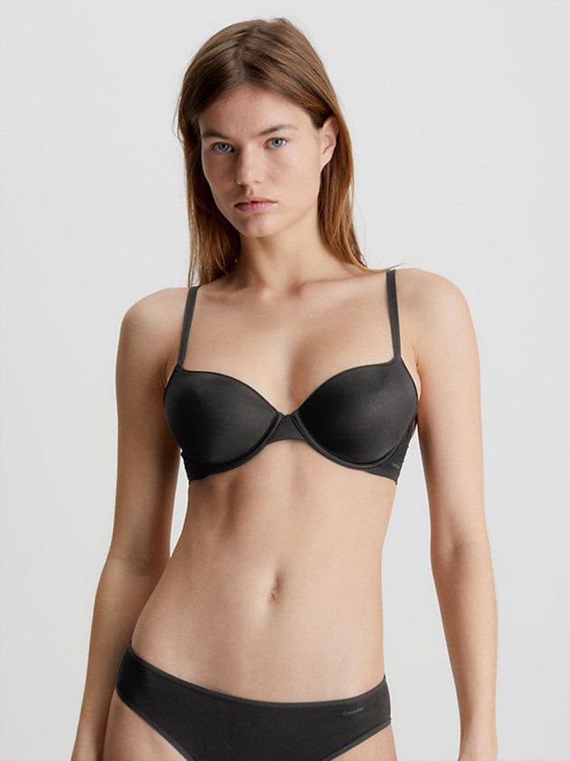 Black Calvin Klein T-Shirt - Sheer Marquisette Women Bra | FEKD-36794