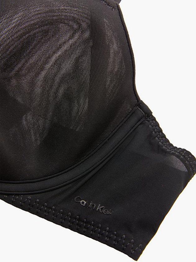 Black Calvin Klein T-Shirt - Sheer Marquisette Women Bra | FEKD-36794