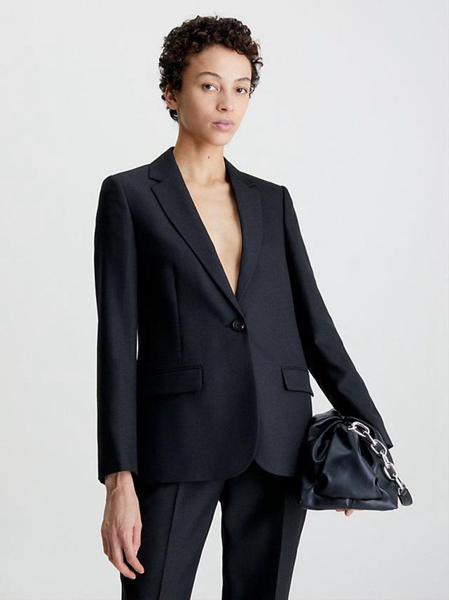 Black Calvin Klein Tailored Blazer Women Jacket | FMYX-80392