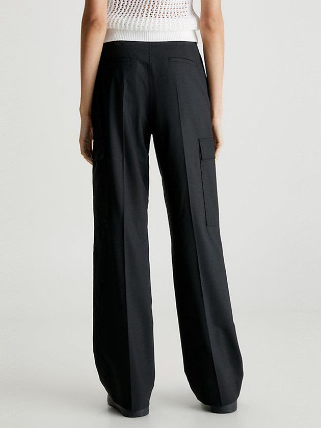 Black Calvin Klein Tailored Cargo Women Pants | HTPF-06851