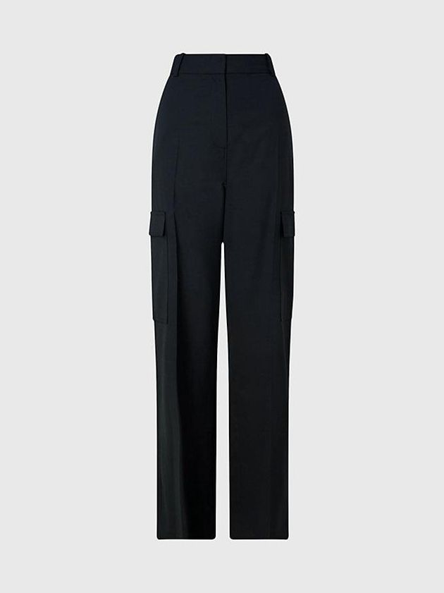 Black Calvin Klein Tailored Cargo Women Pants | HTPF-06851