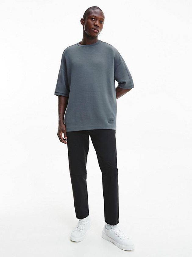 Black Calvin Klein Tapered Stretch Twill Men Pants | EIOX-52493