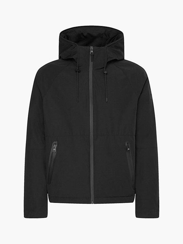 Black Calvin Klein Technical Canvas Hooded Men Jacket | HRES-86972