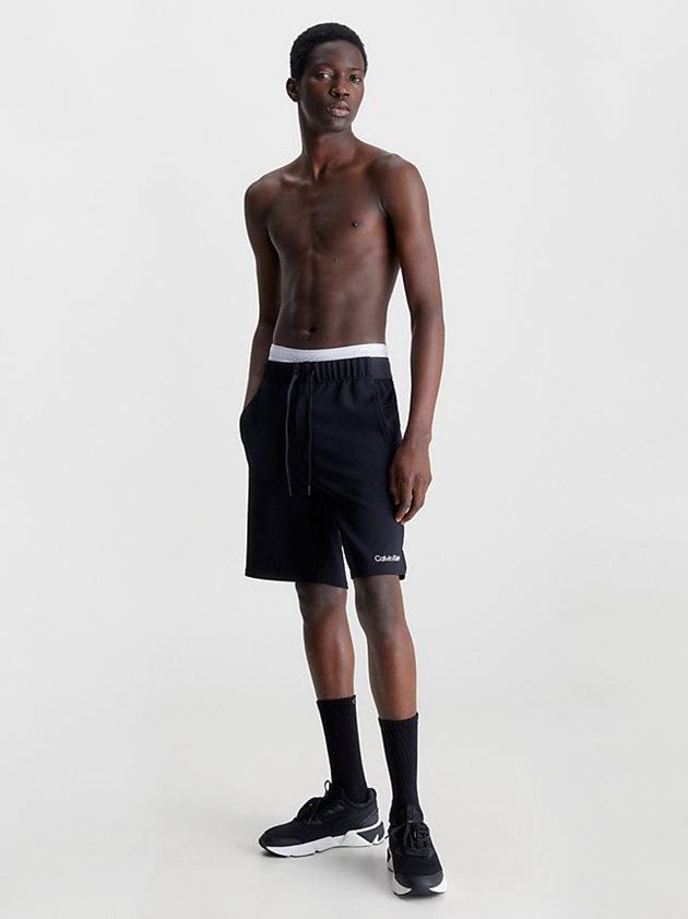 Black Calvin Klein Textured Gym Men Shorts | IELC-91254