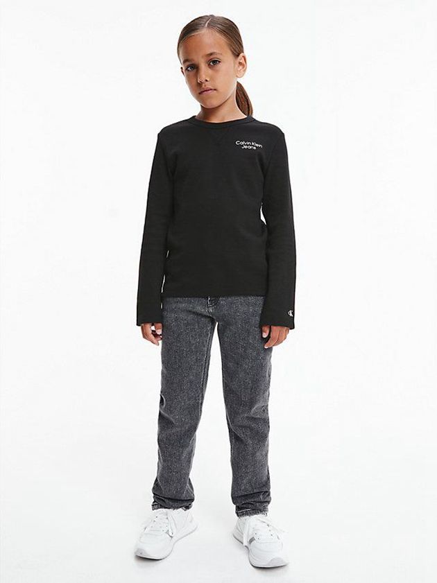 Black Calvin Klein Textured Long Sleeve Top Boys's Sweatshirt | NOYM-51207