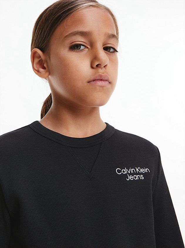 Black Calvin Klein Textured Long Sleeve Top Boys's Sweatshirt | NOYM-51207