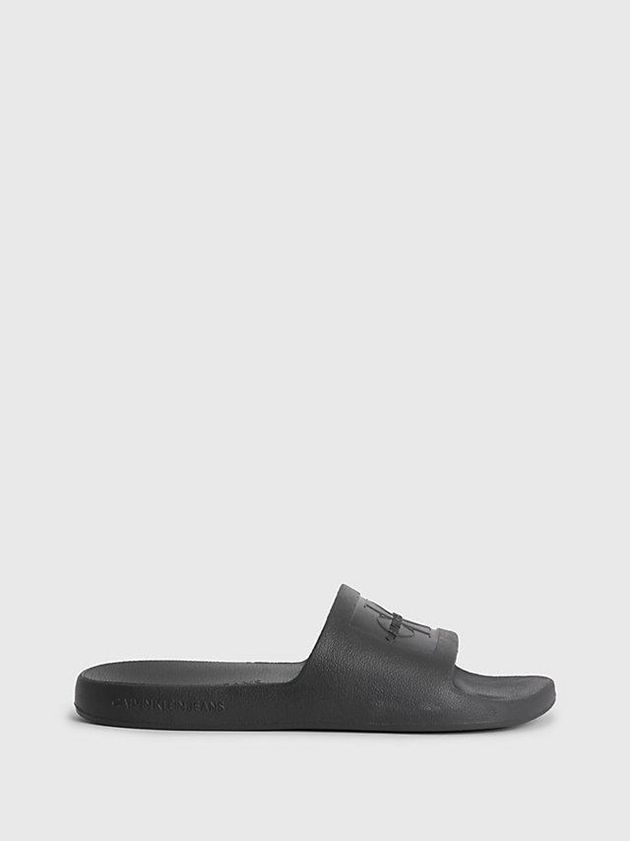 Black Calvin Klein Textured Sliders Women Slippers | QFEK-43068