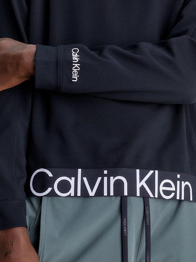 Black Calvin Klein Textured Twill Men Sweatshirt | ENLF-60519