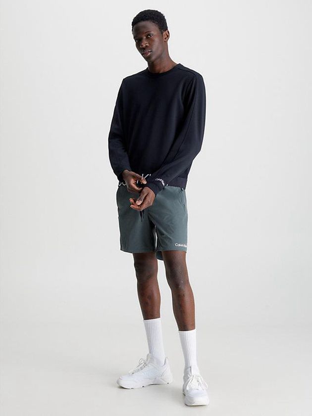 Black Calvin Klein Textured Twill Men Sweatshirt | ENLF-60519