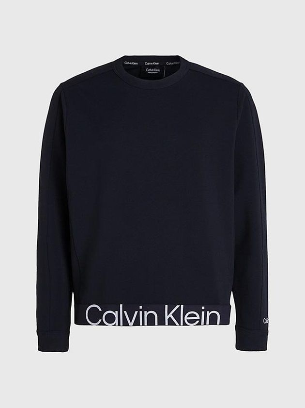 Black Calvin Klein Textured Twill Men Sweatshirt | ENLF-60519