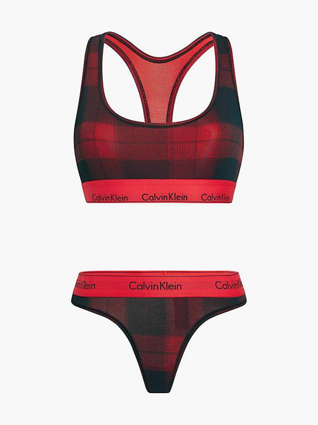 Black Calvin Klein Thong Set - Modern Cotton Women Bra | JQLI-37461